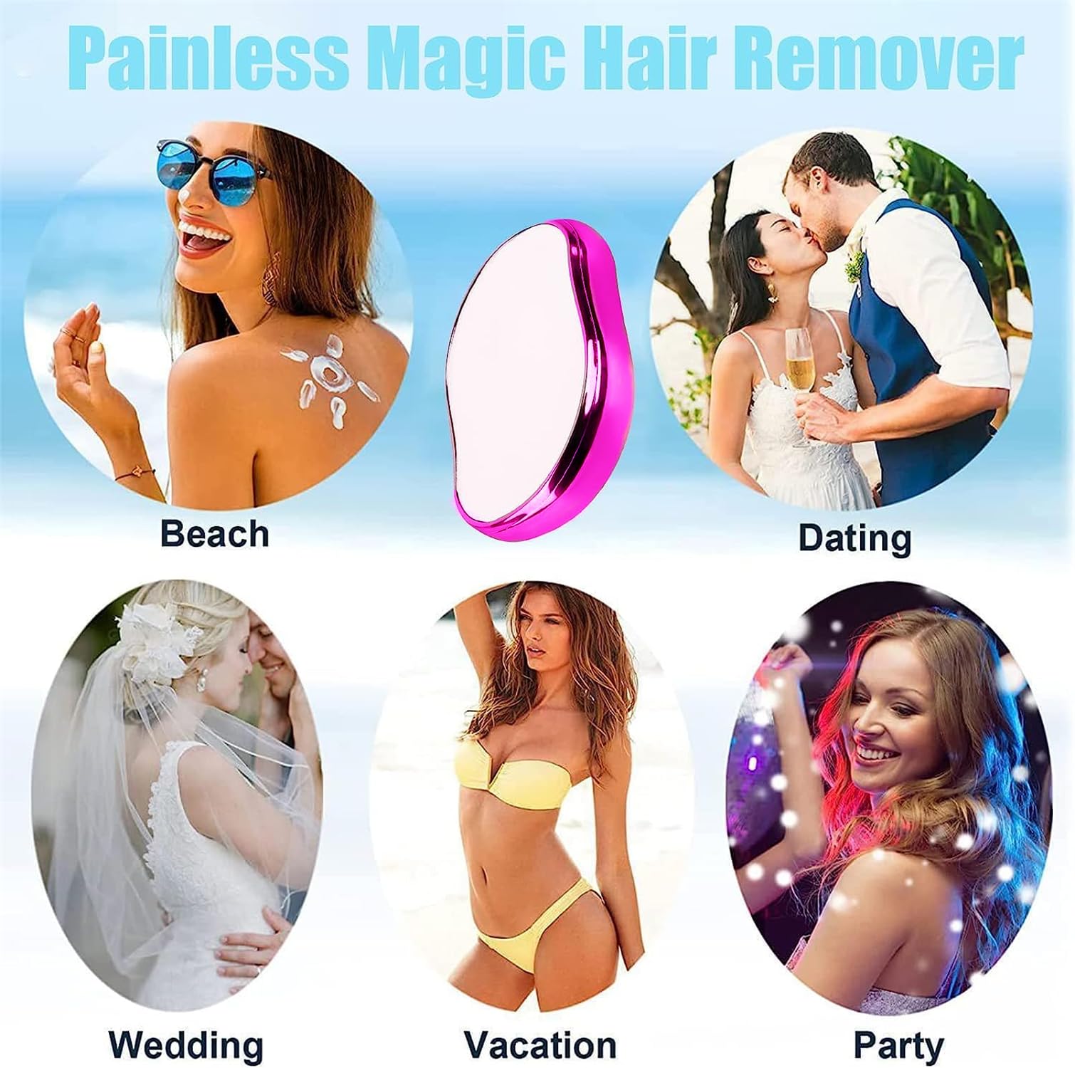 Reusable Bleame Crystal Hair Eraser for Women - Purple Hair Removal Stone & Shaving Tool | Smooth Skin at Home, Travel & Salon Use