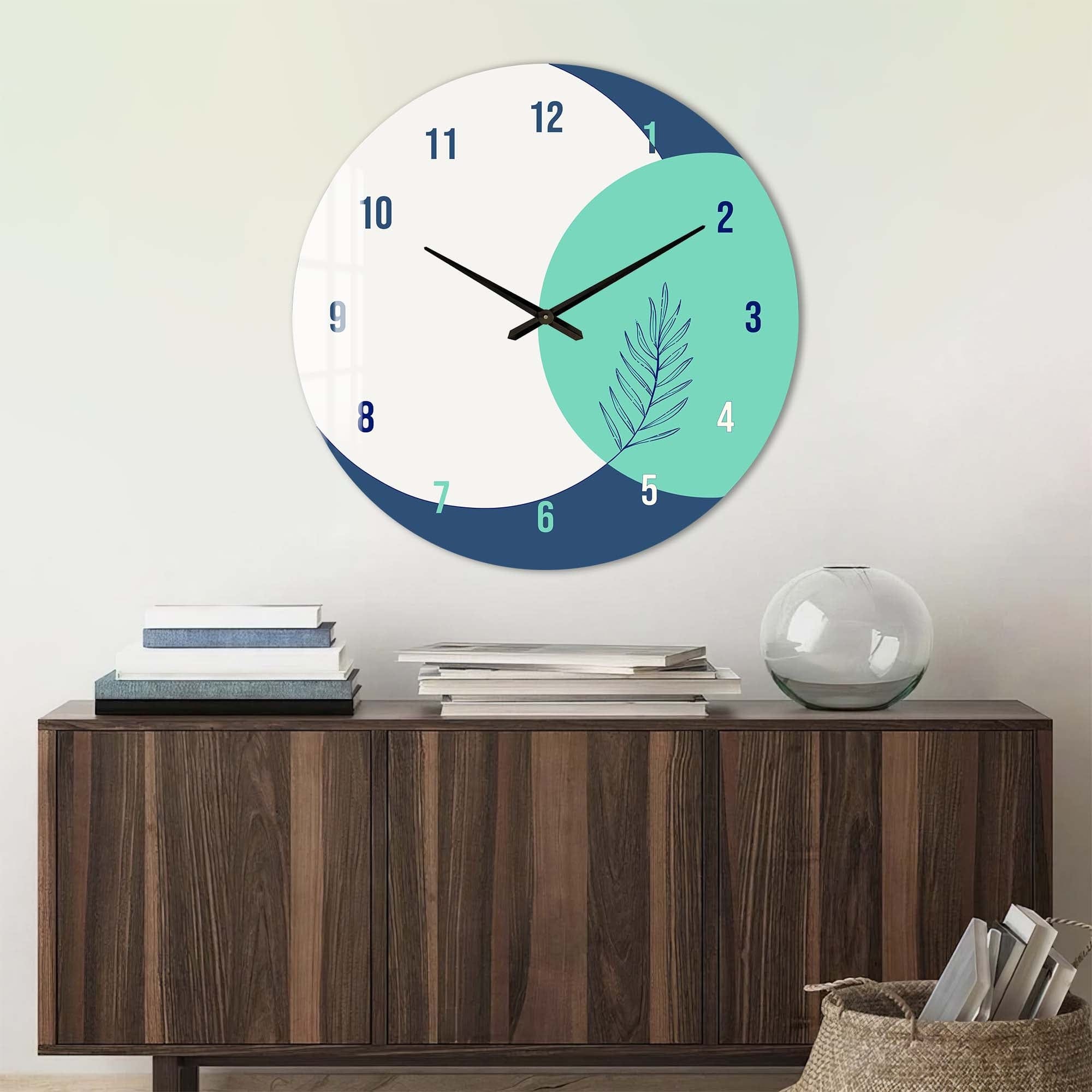 Zen Glass Wall Clock - Modern Silent Non-Ticking 12 Inch Round Clock for Home, Office, and Living Room Decor | Perfect for Bedroom, Kitchen, and Workspace