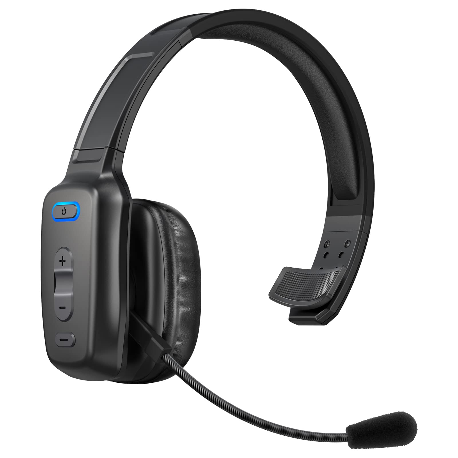 Wireless Bluetooth Headset with Noise Canceling Microphone & Mute Button - 60Hrs Battery Life Trucker Headphones for Phone Calls, Office Work, Driving & Online Meetings