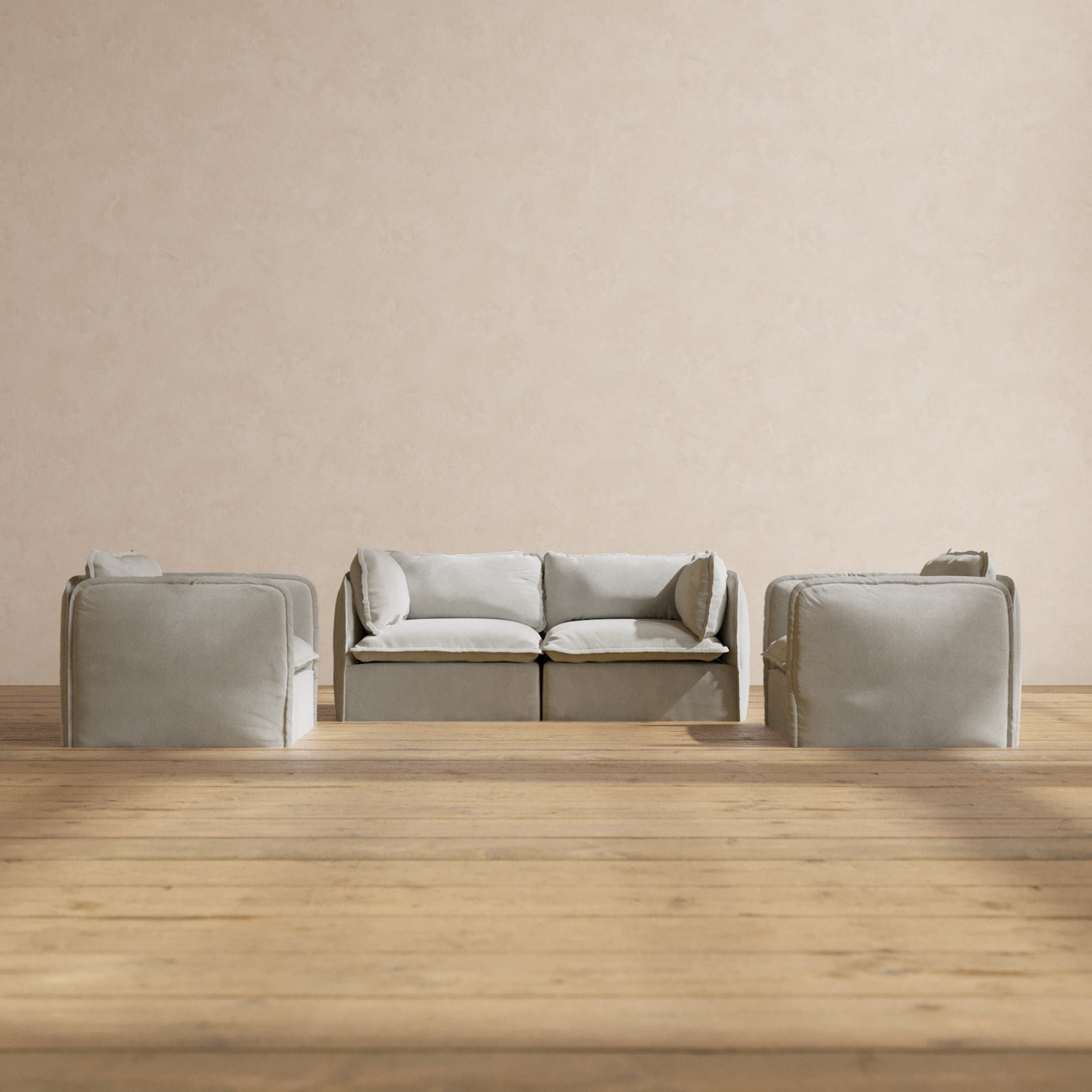 Premium Modular Performance 2-Seater Sofa & Armchair Set in Cloud Color | Modern L-Shaped Sectional for Small Spaces | Perfect for Living Room, Apartment & Home Office Relaxation