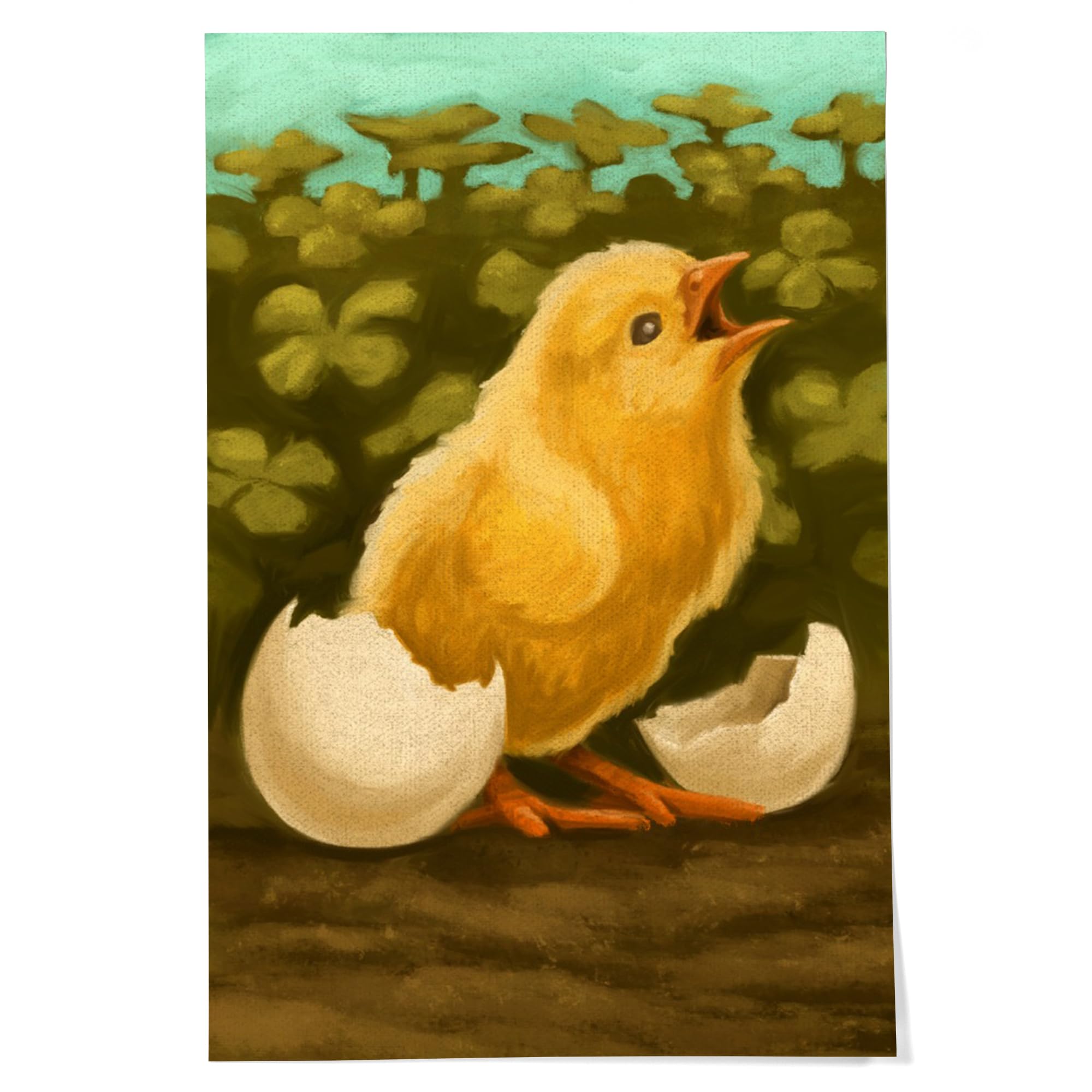 Lantern Press 24x36 Inch Giclee Art Print - Easter Chick Oil Painting Wall Decor for Living Room, Bedroom & Office