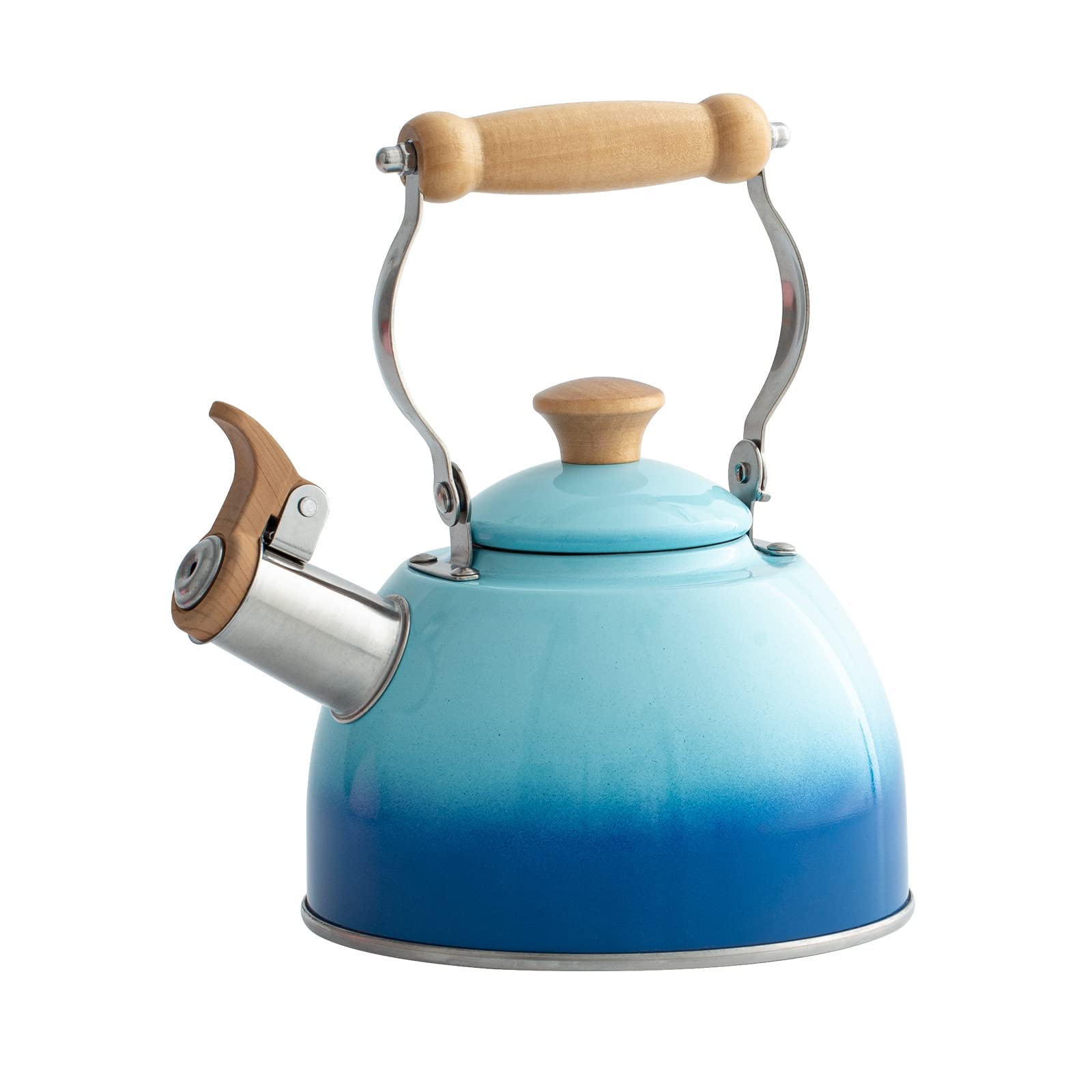 Premium Stainless Steel Whistling Tea Kettle - 1.6 Quart Stovetop Teapot with Cool-Touch Ergonomic Handle, Food Grade Safe (Blue) - Perfect for Home, Office & Outdoor Tea Brewing