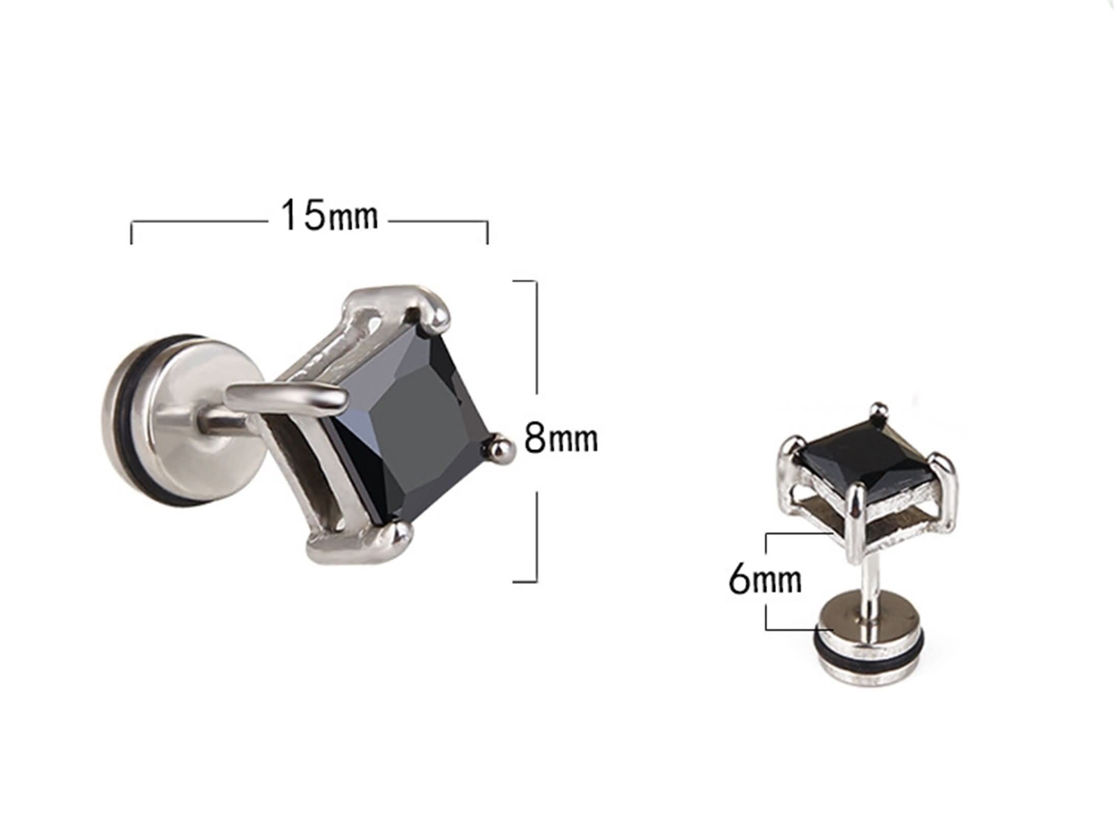 Stainless Steel Square White CZ Stud Earrings for Men & Women - Hypoallergenic Tragus & Cartilage Piercing Jewelry - Perfect for Everyday Wear, Gifts & Special Occasions