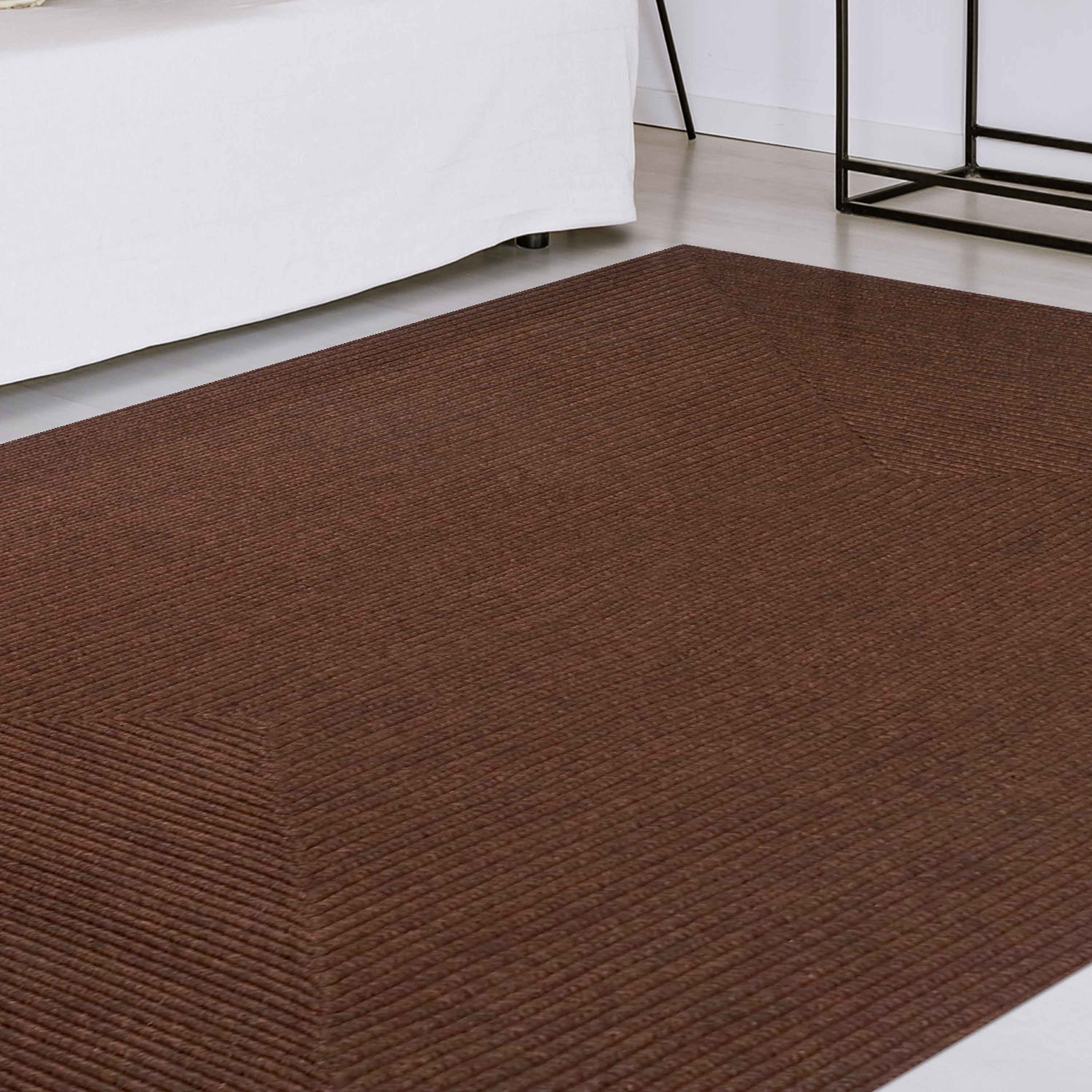 Bohemian Rectangle Indoor Outdoor Rugs - Solid Braided Jute Area Rug for Living Room, Bedroom, Patio & Deck - Non-Slip Eco-Friendly Home Decor