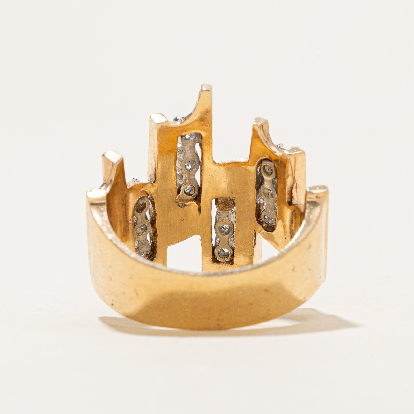 Exquisite 0.58ctw Diamond Multi-Column Abstract Ring - Size 8.75 | Elegant Statement Jewelry for Women | Perfect for Weddings, Anniversaries & Special Occasions