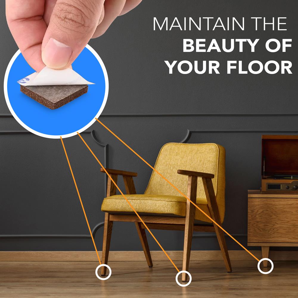 Non-Slip Felt Furniture Pads for Hardwood Floors - 40 Pack Self-Adhesive Floor Protectors for Chairs, Tables & Sofas - Protect Your Floors from Scratches & Noise