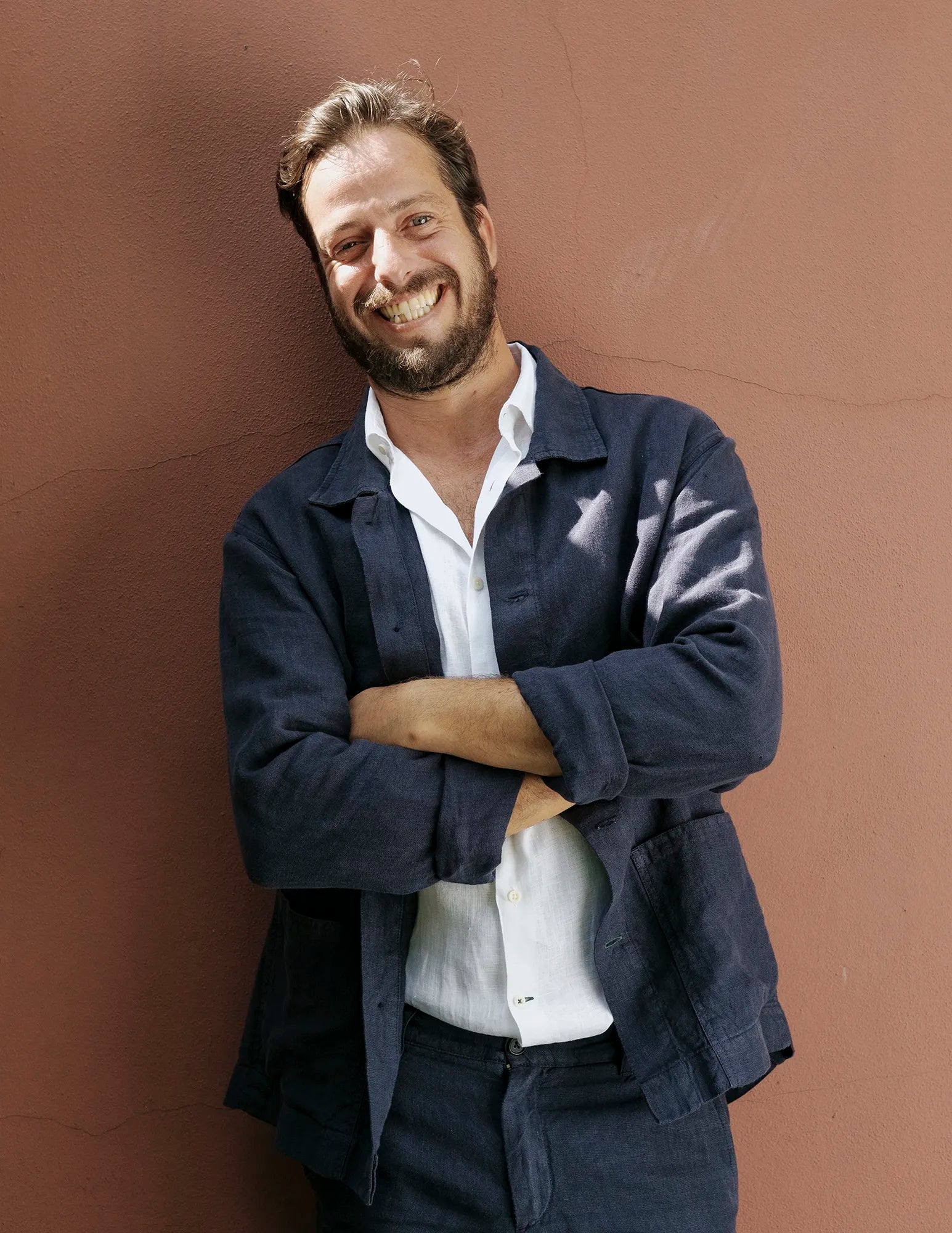 Premium Linen Overshirt for Men - Navy Blue Casual Shirt Jacket | Breathable & Lightweight for Spring & Summer Wear