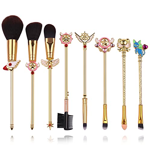 **Professional Cardcaptor Sakura Anime Makeup Brush Set - Foundation, Blending & Blush Cosmetic Tools with Pink Drawstring Bag - Perfect for Anime Fans & Cosplay Makeup**