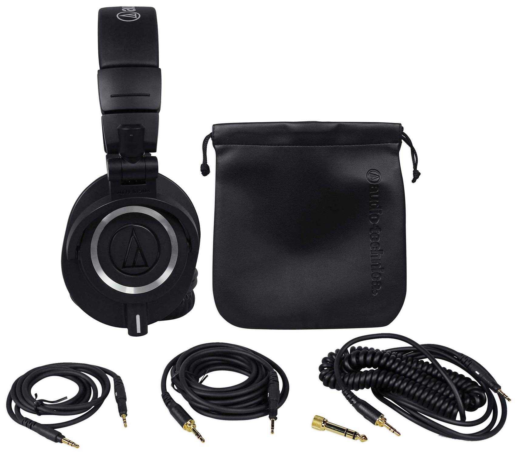 Audio Technica ATH-M50X Professional Studio Monitor Headphones with Carrying Case & Portable Headphone Amplifier - Perfect for Music Production, DJing, Gaming & Audio Enthusiasts