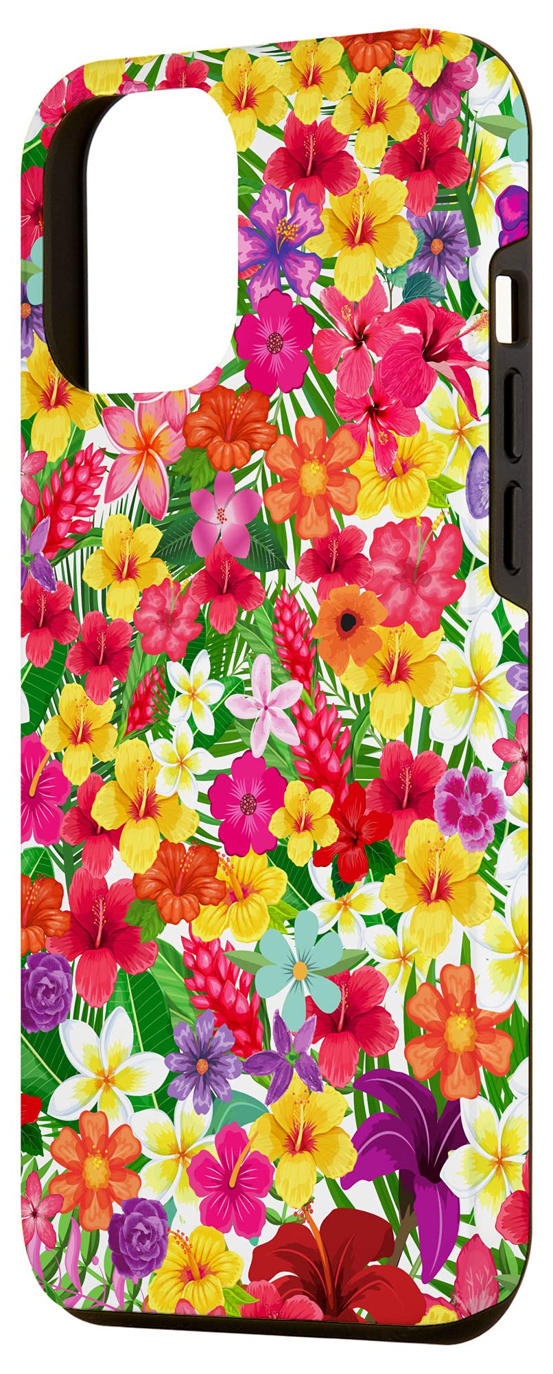 iPhone 12 Pro Max Case - Colorful Tropical Hawaiian Flowers & Ferns Design, Slim Protective Cover for Daily Use, Travel & Outdoor Activities