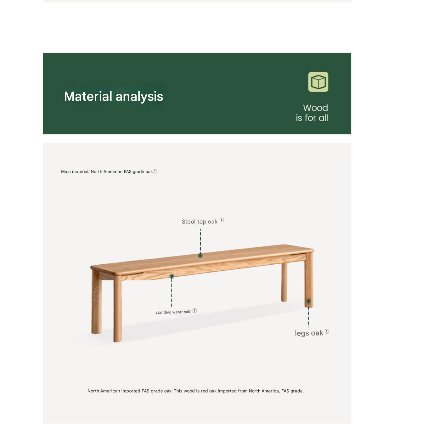 Modern Oak Solid Wood Long Bench - Durable & Stylish Entryway, Dining, or Living Room Seating Furniture for Home Decor