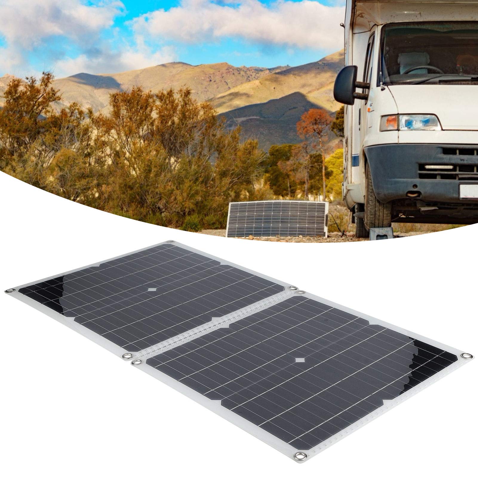 50W 5V Portable Solar Panel Charger Kit - Waterproof Solar Power Bank for Laptops, Phones, Camping, RV & Emergency Power Supply