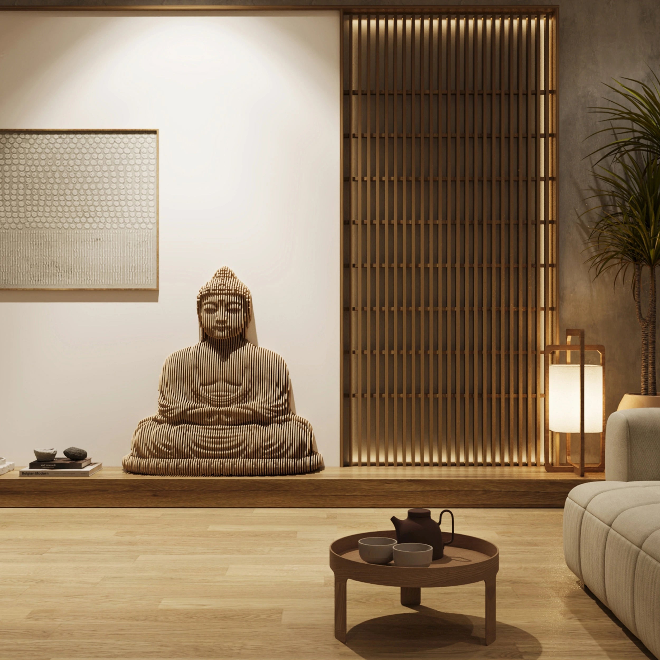 Modern 3D Buddha Wall Sculpture - Handcrafted Spiritual Home Decor for Meditation Room, Yoga Studio & Zen Interior Design