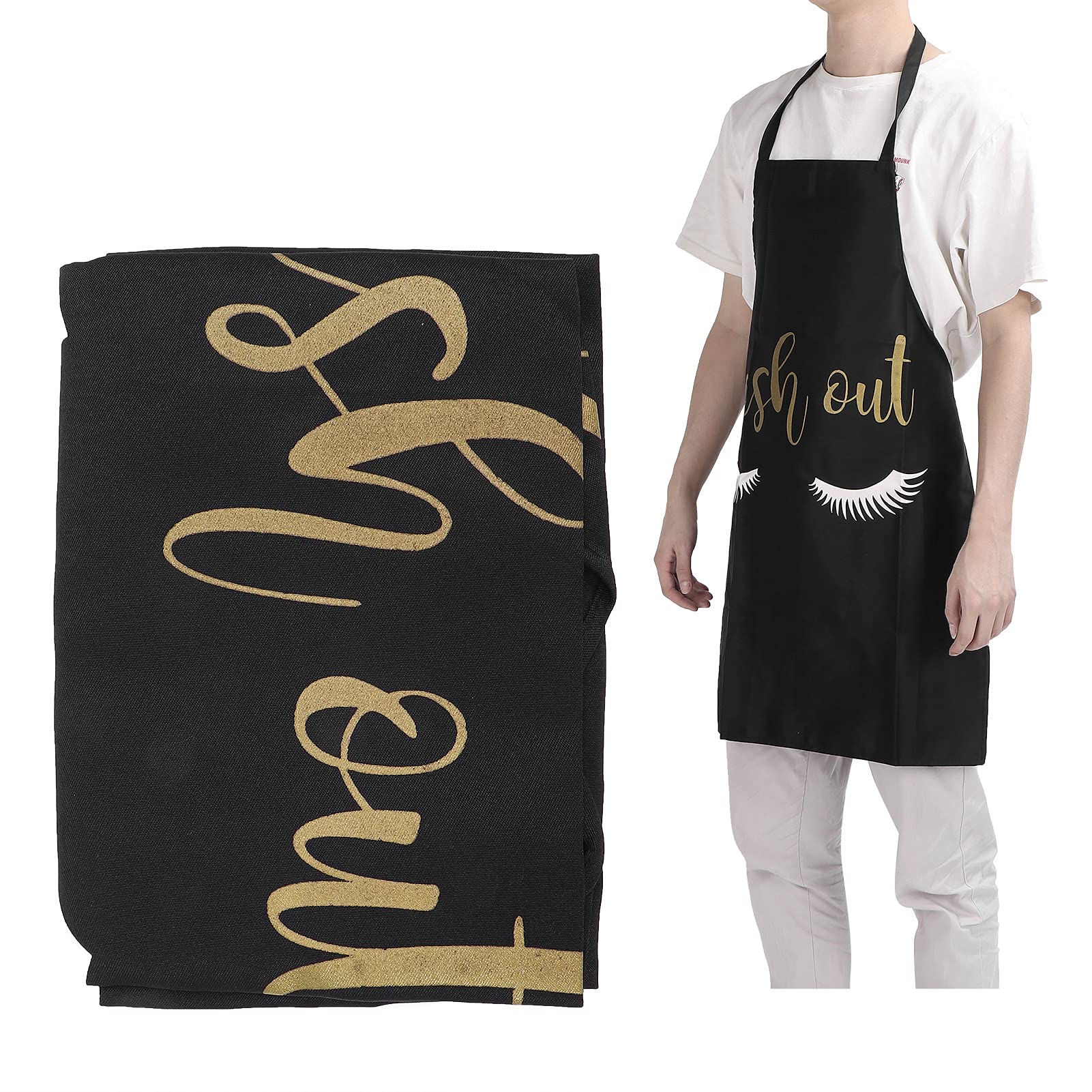 Soft Breathable Lash Apron with Eyelash Pattern - Washable Black Salon Apron for Eyelash Extensions & Home Use | Perfect for Lash Technicians, DIY Beauty & Spa Treatments