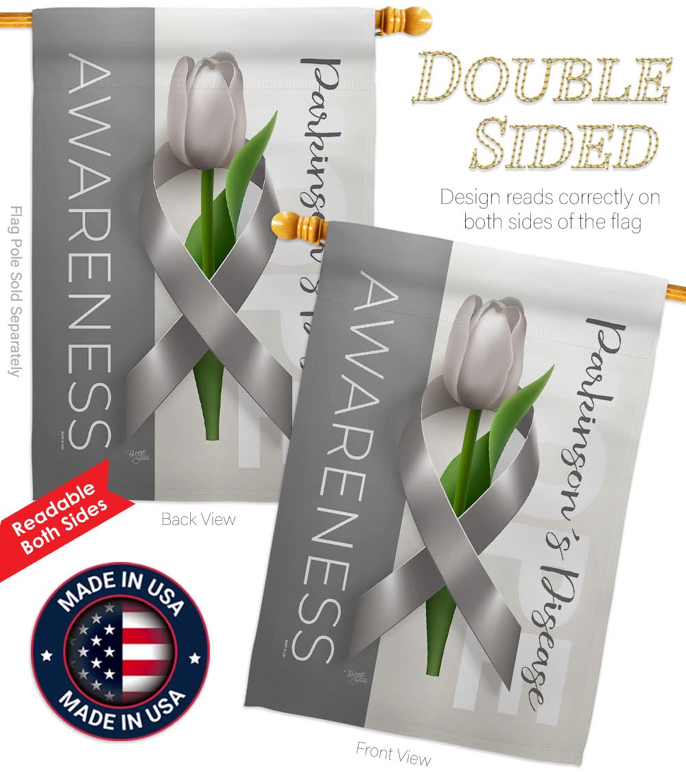Parkinson's Disease Awareness Flag Set - Double Sided Eagle & Ribbon Design - Support Survivors, Cancer, Autism, Breast Cancer & BLM - Made in USA - Perfect for Garden, Yard Decor & Inspirational Gifts
