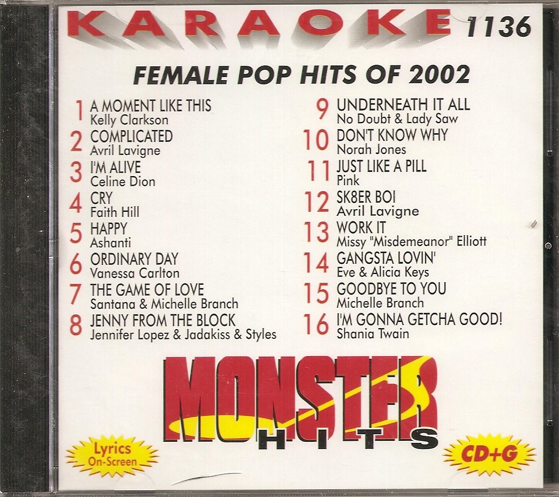 Monster Vol.1136 Karaoke CDG - Top Female Pop Hits of 2002 | Sing Along to 2000s Pop Classics at Home Parties & Karaoke Nights