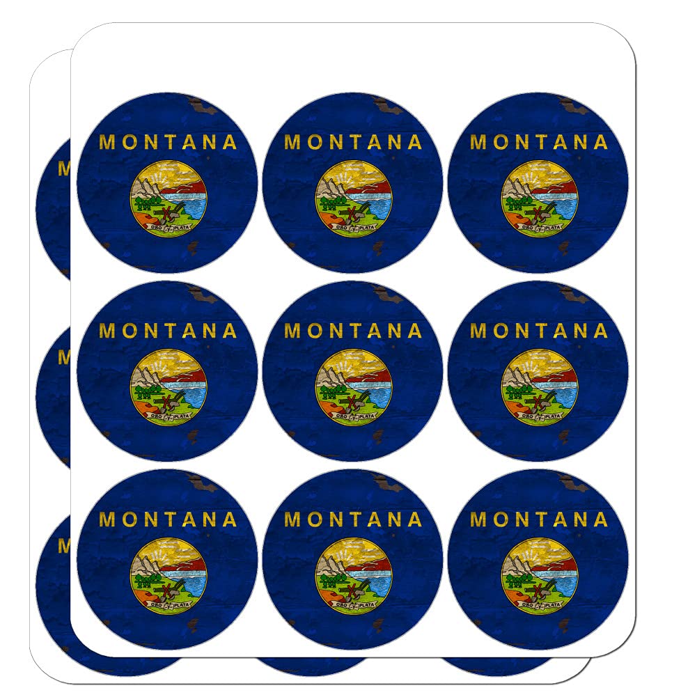 Vintage Montana State Flag Stickers - Distressed USA Design for Planners, Calendars, Scrapbooking & DIY Crafts | Perfect for Journaling, Bullet Journals, and Home Decor