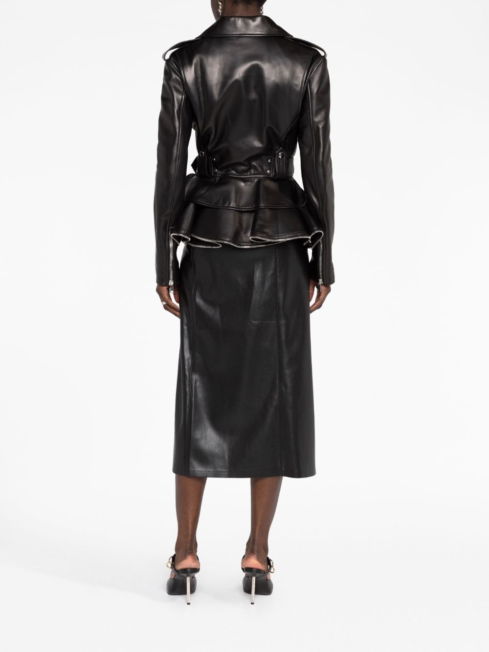 Alexander McQueen Black Leather Jacket for Men & Women | Stylish Designer Outerwear for Fall & Winter Fashion | Perfect for Parties, Dates & Night Out
