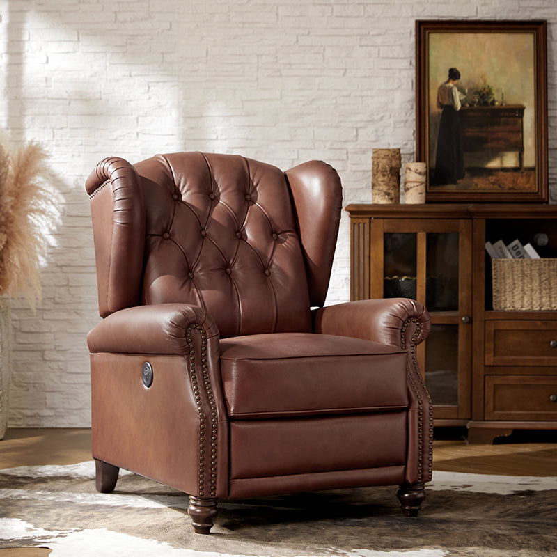 Karelie Genuine Leather Electric Recliner Chair - Power Lift Reclining Sofa with Massage & Heat for Living Room, Home Theater, and Office Relaxation