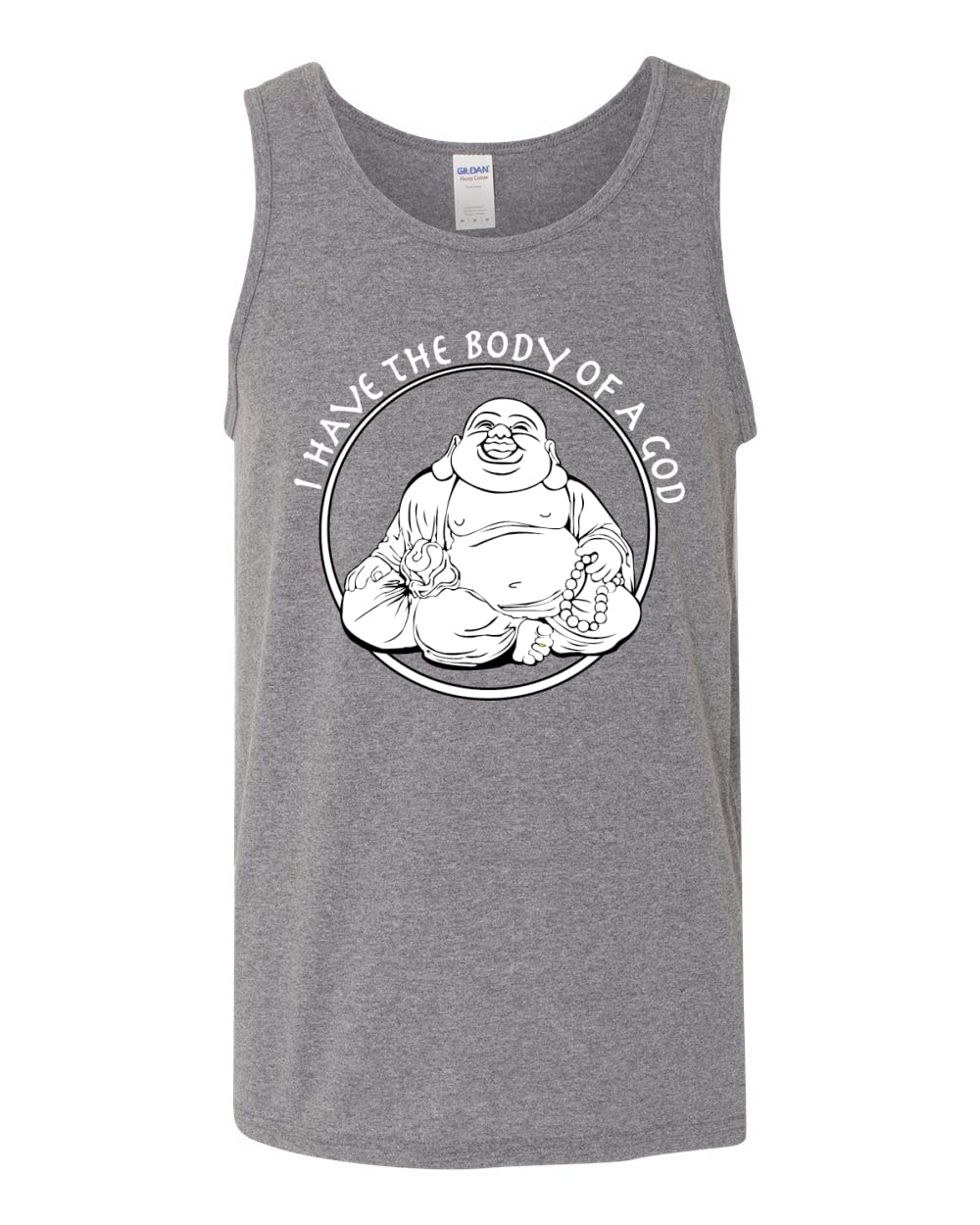 Funny Buddha Zen Pop Culture Graphic Tank Top for Men - I Have The Body of a God Slogan - Perfect for Yoga, Meditation & Casual Wear