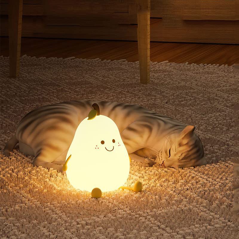 Rechargeable USB LED Night Light for Kids - Adjustable Timer, Touch Control, Fruit-Shaped Nursery Lamp for Babies & Toddlers - Perfect for Bedrooms, Nurseries, and Late-Night Feedings