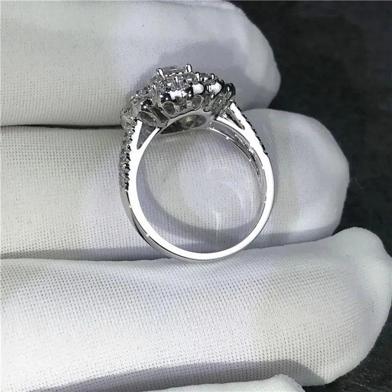 18K White Gold Natural Real Diamond Engagement & Wedding Ring with Certificate - Perfect for Proposals, Anniversaries, and Bridal Jewelry