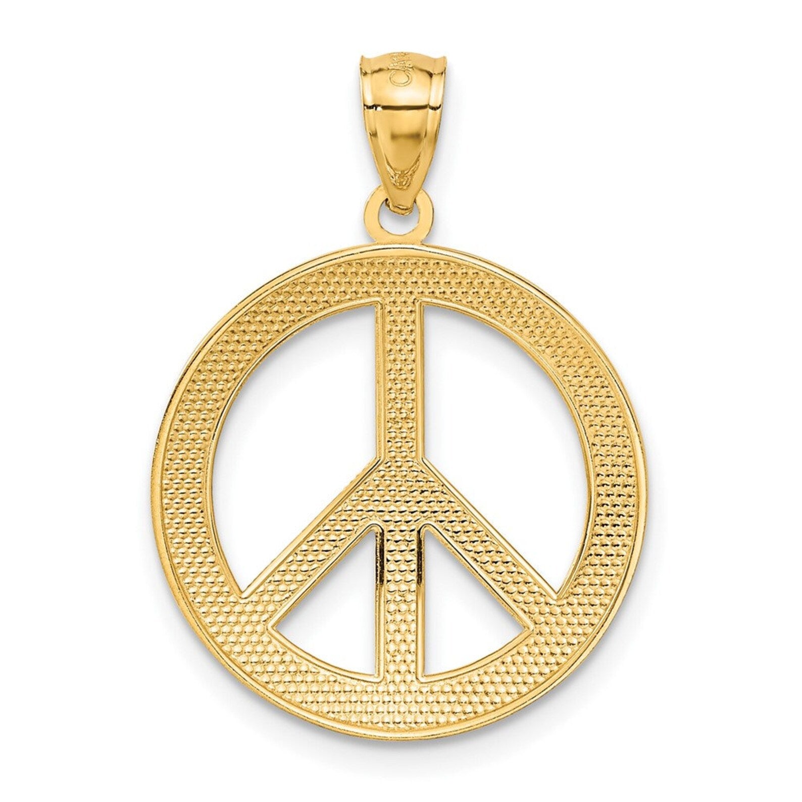 Gold 'Peace Love Faith Hope' Medium Peace Sign Pendant Necklace - Model C4170 | Spiritual Jewelry for Women, Gift for Her, Everyday Wear & Special Occasions