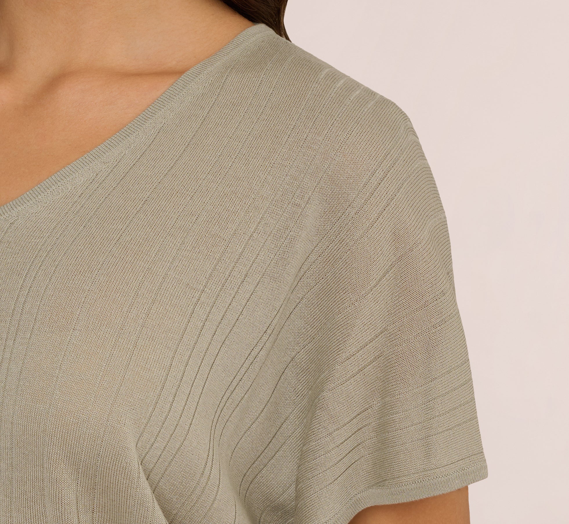 Seafoam Mist Lightweight Rib Knit Short Sleeve Sweater Top for Women - Perfect for Spring Layering & Casual Outfits