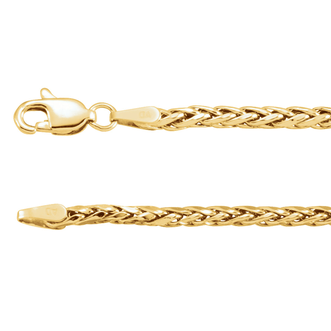 3mm Gold Wheat Chain Necklace for Women - 18K Gold Plated Layering Necklace - Dainty Jewelry Gift for Her - Perfect for Everyday Wear, Layering & Special Occasions