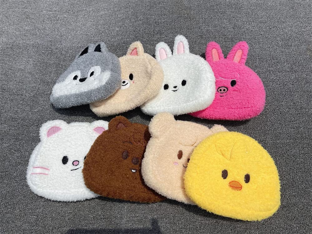 Stray Kids KPOP Official SKZOO Coin Purse - Cute Fluffy Wolfchan Jiniret Bbokari Pouch for Storage, Cosmetics & Accessories + Free Keychain - Perfect for Kpop Fans, Gift & Daily Use