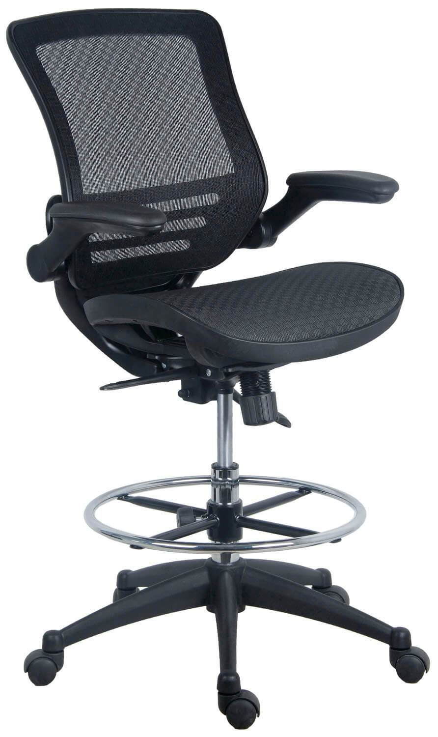 Harwick Evolve Mesh Big and Tall Drafting Chair - Dark Knight Edition [2250D DRK] - Ergonomic Office Chair for Architects & Designers - Perfect for Home Office & Studio Workspaces