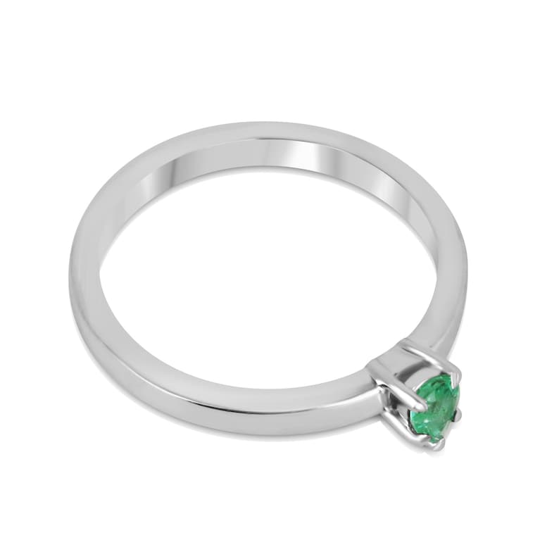 0.15ct Sterling Silver 925 Petite Pear Cut Vivid Medium Green Emerald Ring for Women - Elegant Jewelry Gift for Birthday, Anniversary & Special Occasions