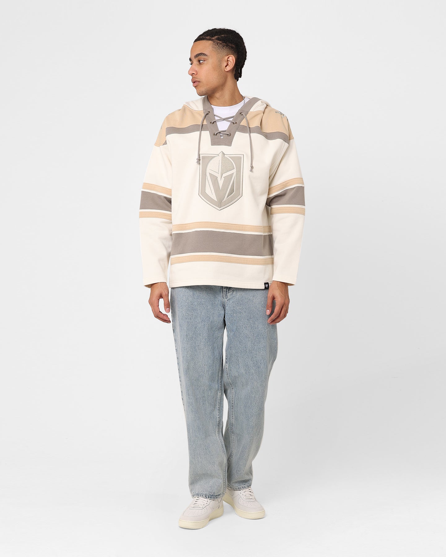 47 Brand Las Vegas Knights Superior Lacer Hoodie - Cream/Khaki - Men's NHL Pullover Sweatshirt for Game Day & Casual Wear