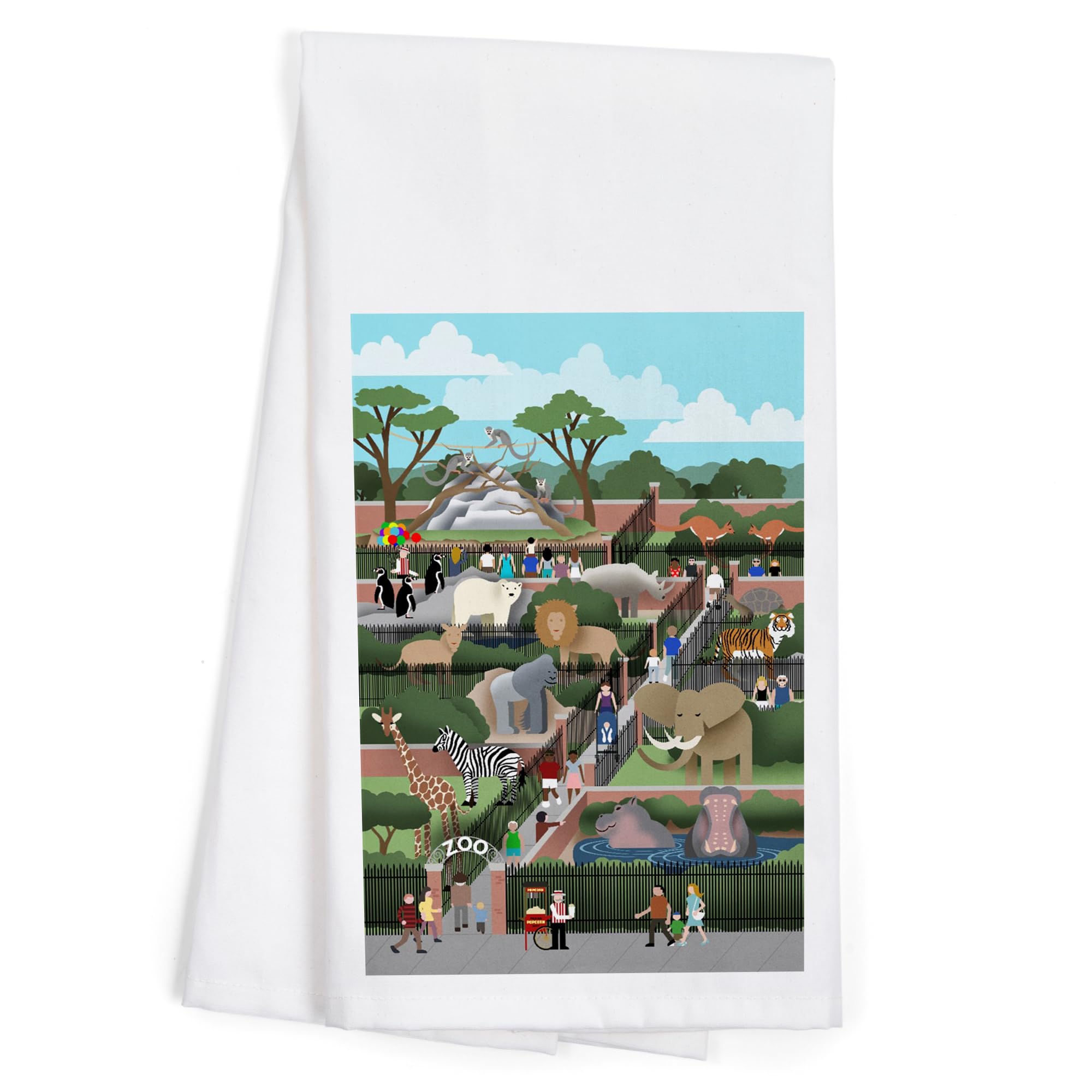 Vintage Zoo Print 100% Cotton Tea Towel - Decorative Hand Towel for Kitchen, Bathroom & Home Decor - Perfect for Dish Drying, Gift Giving & Farmhouse Style