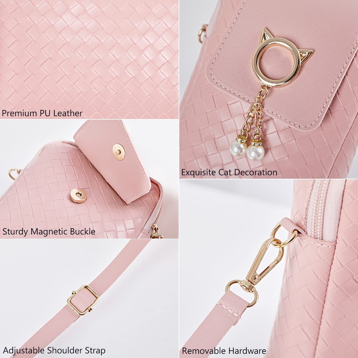 Women's PU Leather Crossbody Phone Bag - Adjustable Strap, Large Capacity Zipper Shoulder Purse for iPhone/Samsung - Fashionable Mobile Wallet for Travel, Shopping & Daily Use (Black)
