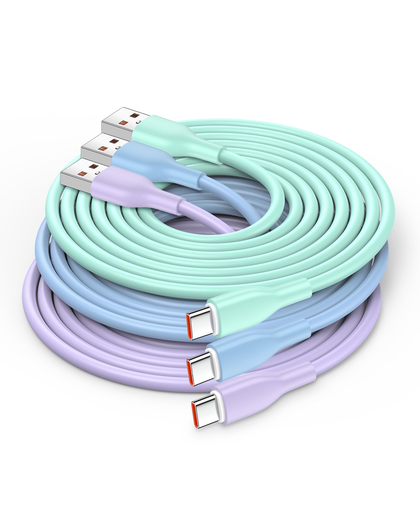 3-Pack 6ft USB C Fast Charging Cable for Google Pixel 8/7/6/5/4XL, iPhone 15 Pro Max/Plus, Samsung Galaxy S23/S22/A54 - High Speed Type C Charger Cord for Home, Office & Travel