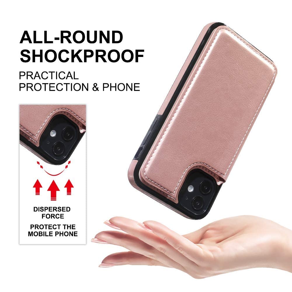 Premium MIDOLA Leather Wallet Case for iPhone 11 - Card Holder Protective Cover with RFID Blocking (6.1 Inch, Rose Gold) | Perfect for Everyday Use, Travel & Hands-Free Convenience