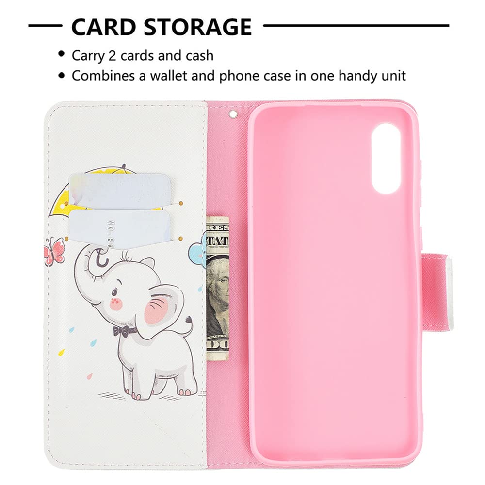 Samsung Galaxy A02 Case Flip Wallet Phone Cover with Kickstand & Card Holder - Luxury PU Leather Protective Case for Samsung A02/M02 (Elephant Design) - Perfect for Work, Travel & Everyday Use