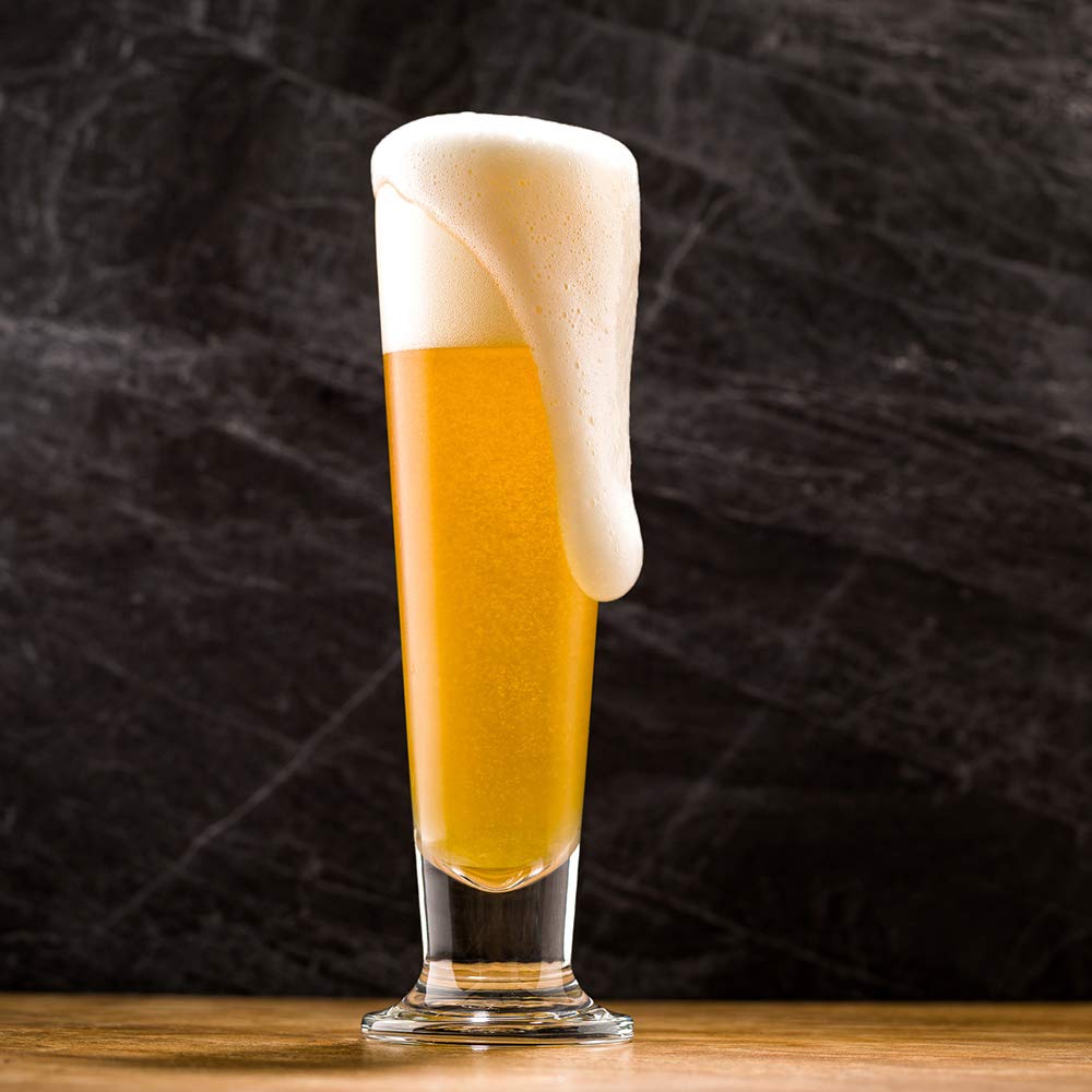 12-Pack Restaurantware 14oz Tall Beer Glasses - Clear Lead-Free Tapered Pilsner Glasses for Beer, Ale & Cocktails | Dishwasher Safe Footed Glassware for Bars, Restaurants & Home Entertaining