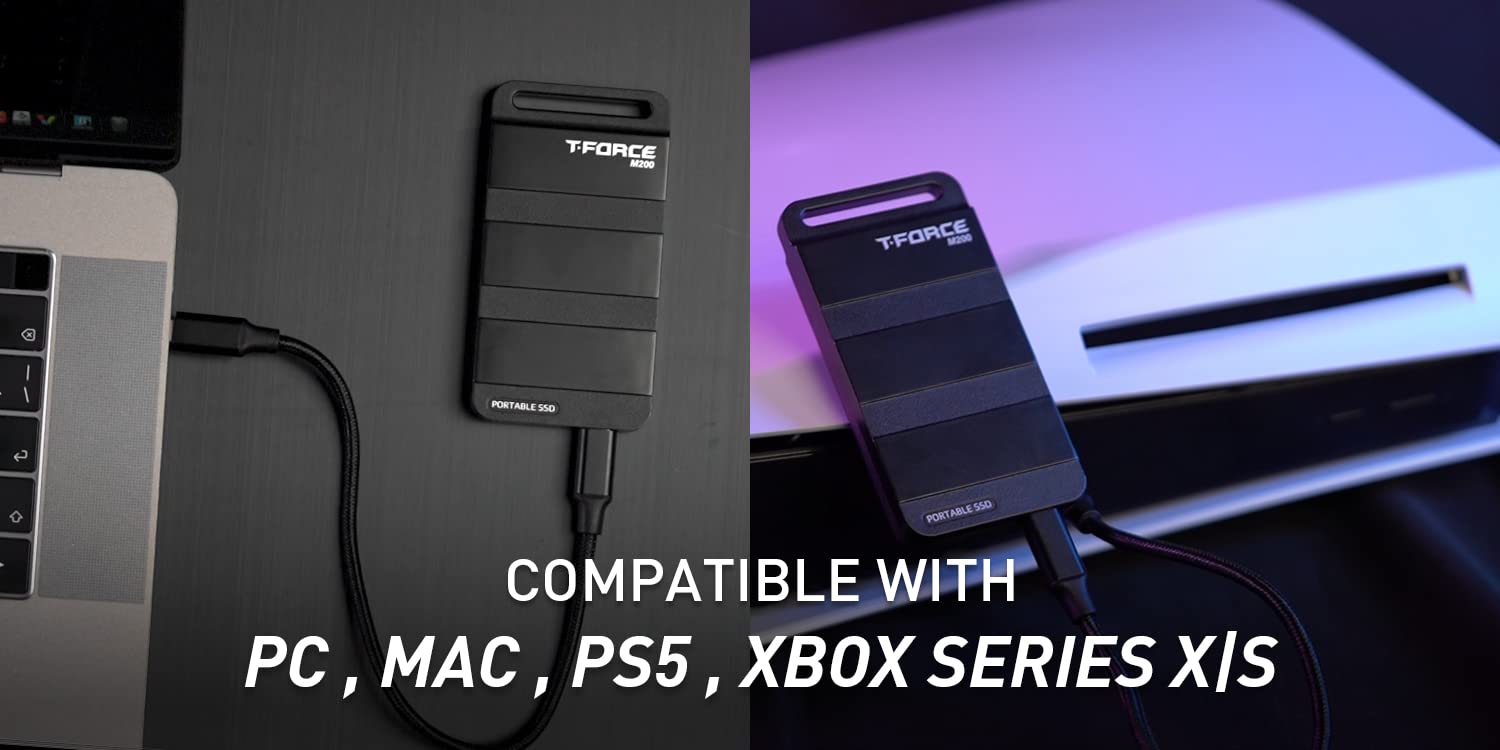 TEAMGROUP M200 2TB Portable External SSD - USB 3.2 Gen 2 Type-C, Up to 1050MB/s, Compact & Lightweight for Gaming, Photography, Video Editing & Data Backup