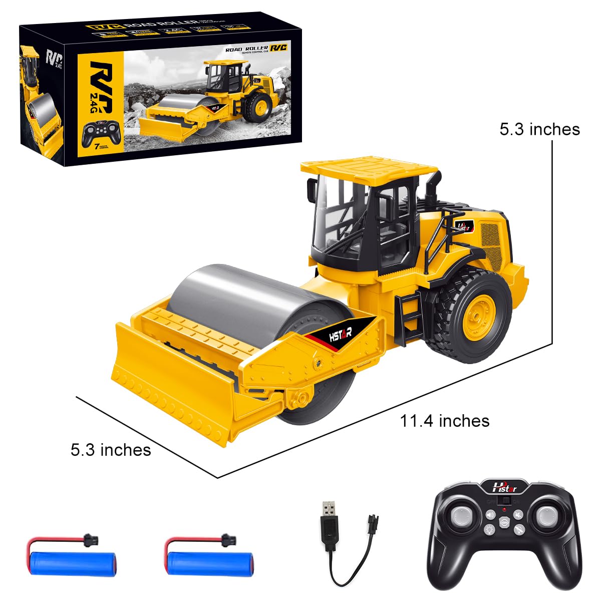 Remote Control Road Roller Toy - 7 Channel RC Construction Vehicle with Realistic Sound & Lights, Durable Garbage Truck Toy for Boys, Kids & Adults | Perfect for Construction Play, Birthday Gifts & STEM Learning