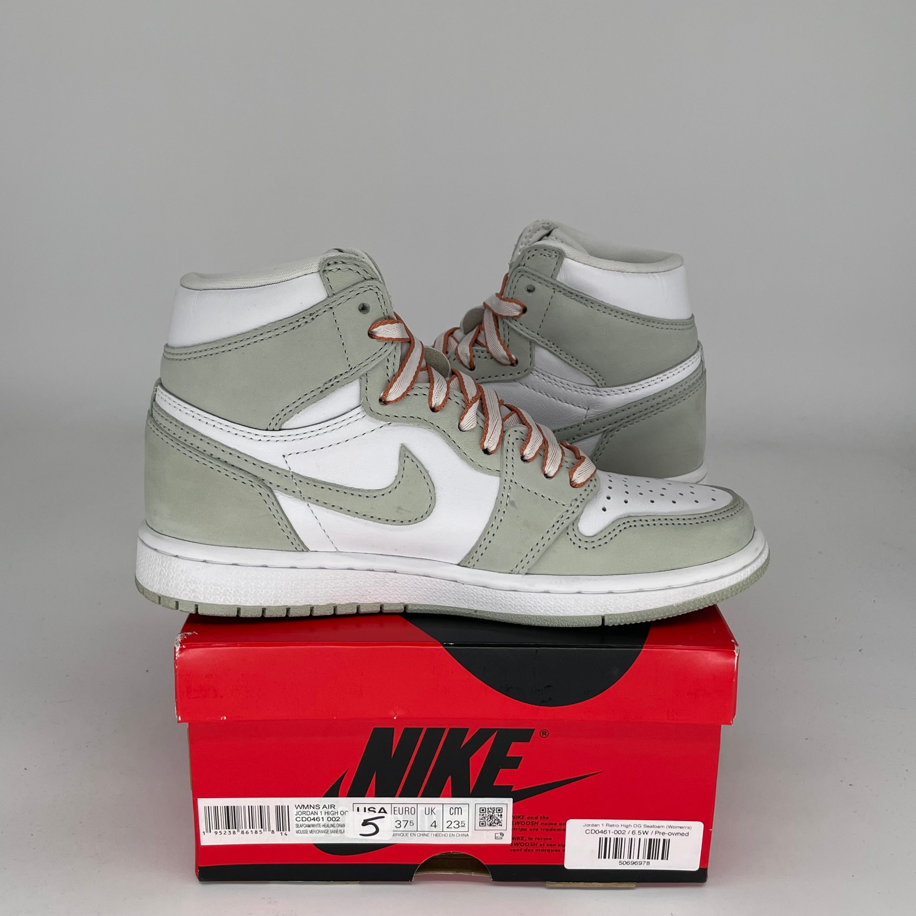 AIR JORDAN 1 SEAFOAM Women's Sneakers Size 5/6.5W - Retro Basketball Shoes for Women, Fashion Streetwear & Casual Wear - Style CD0461-002