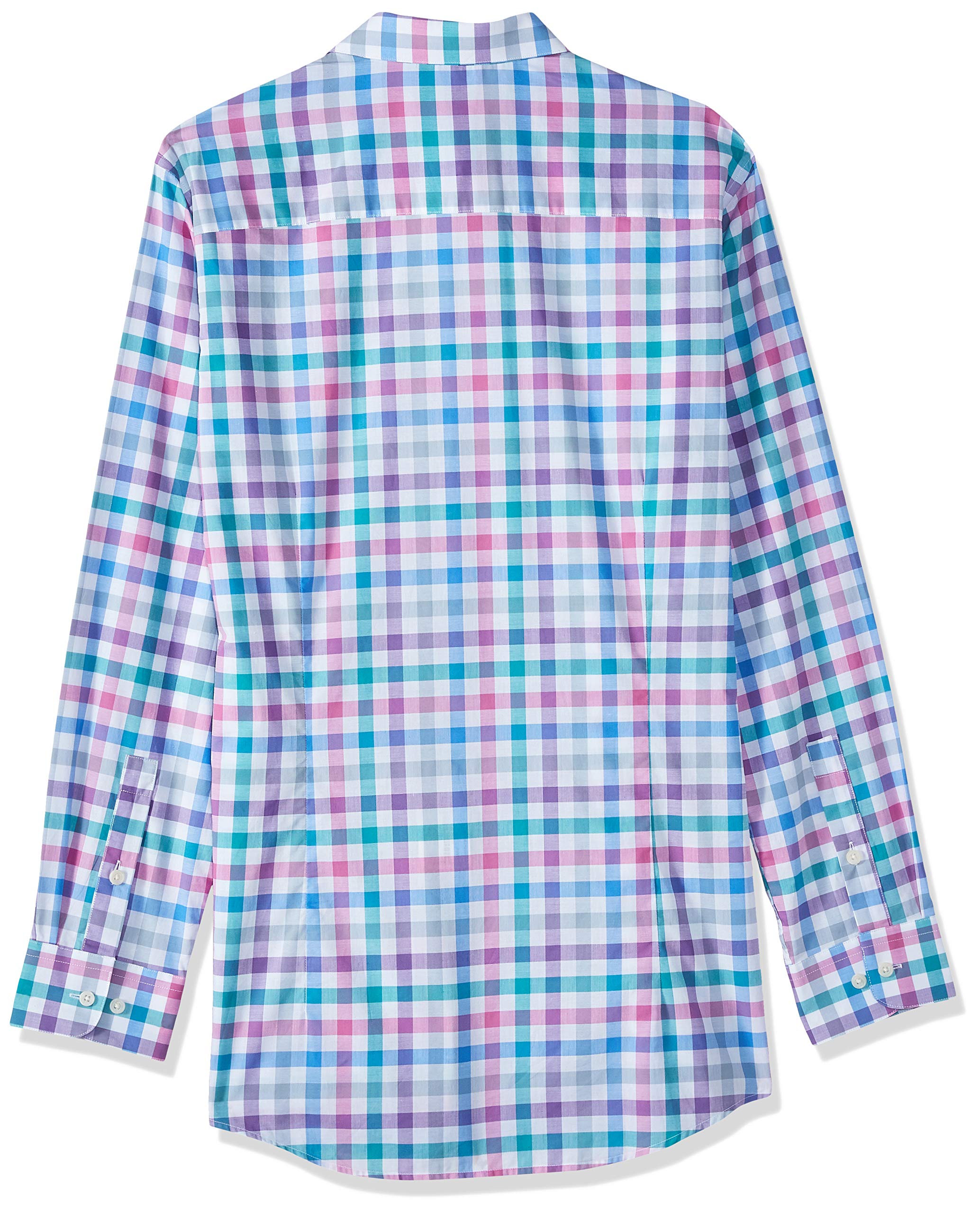 Bar III Men's Pink Plaid Stretch Button-Down Dress Shirt | 16