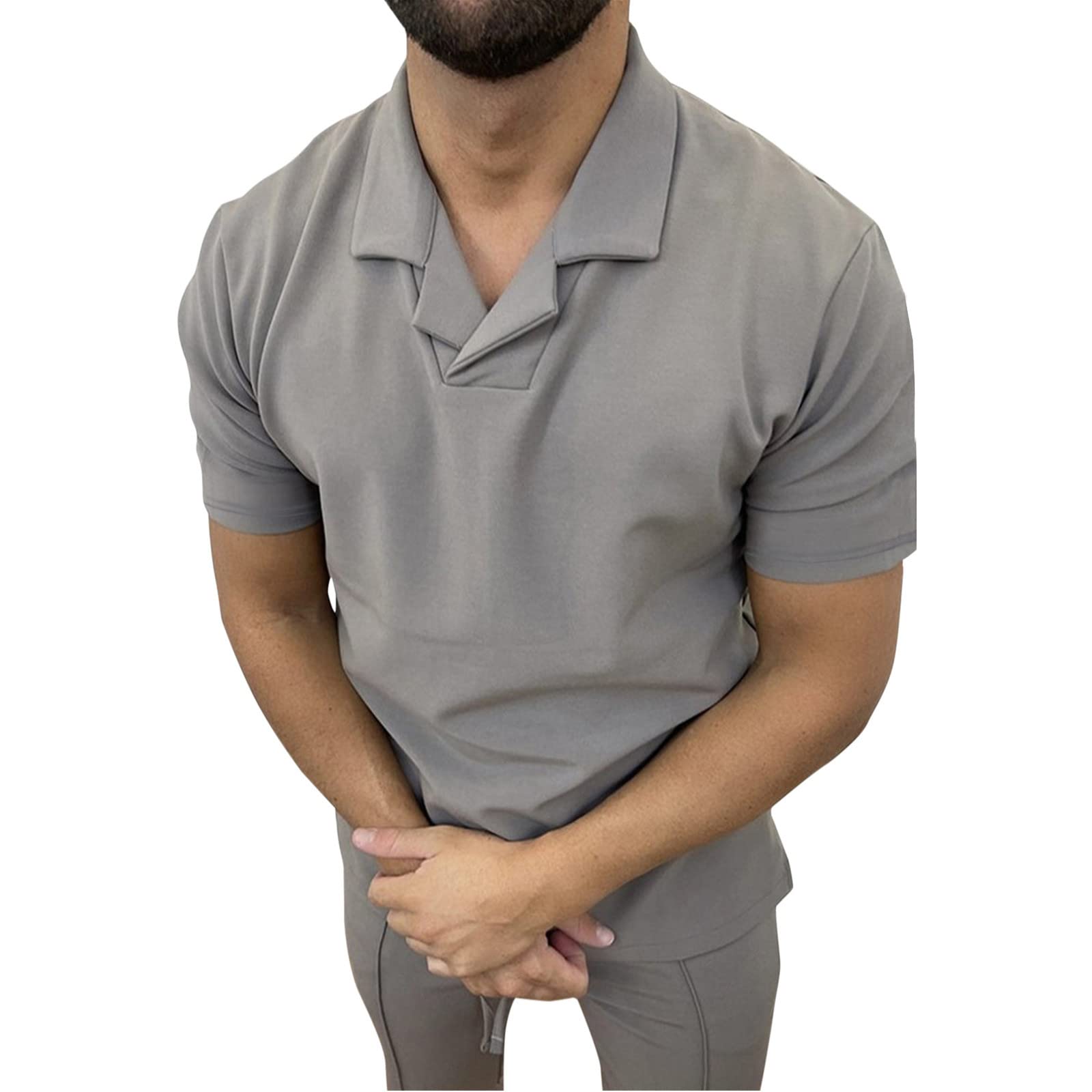 Men's Casual Solid Color Tee Shirt with Splice Collar - Breathable Cotton T-Shirt for Everyday Wear | Perfect for Work, Gym & Weekend Outfits