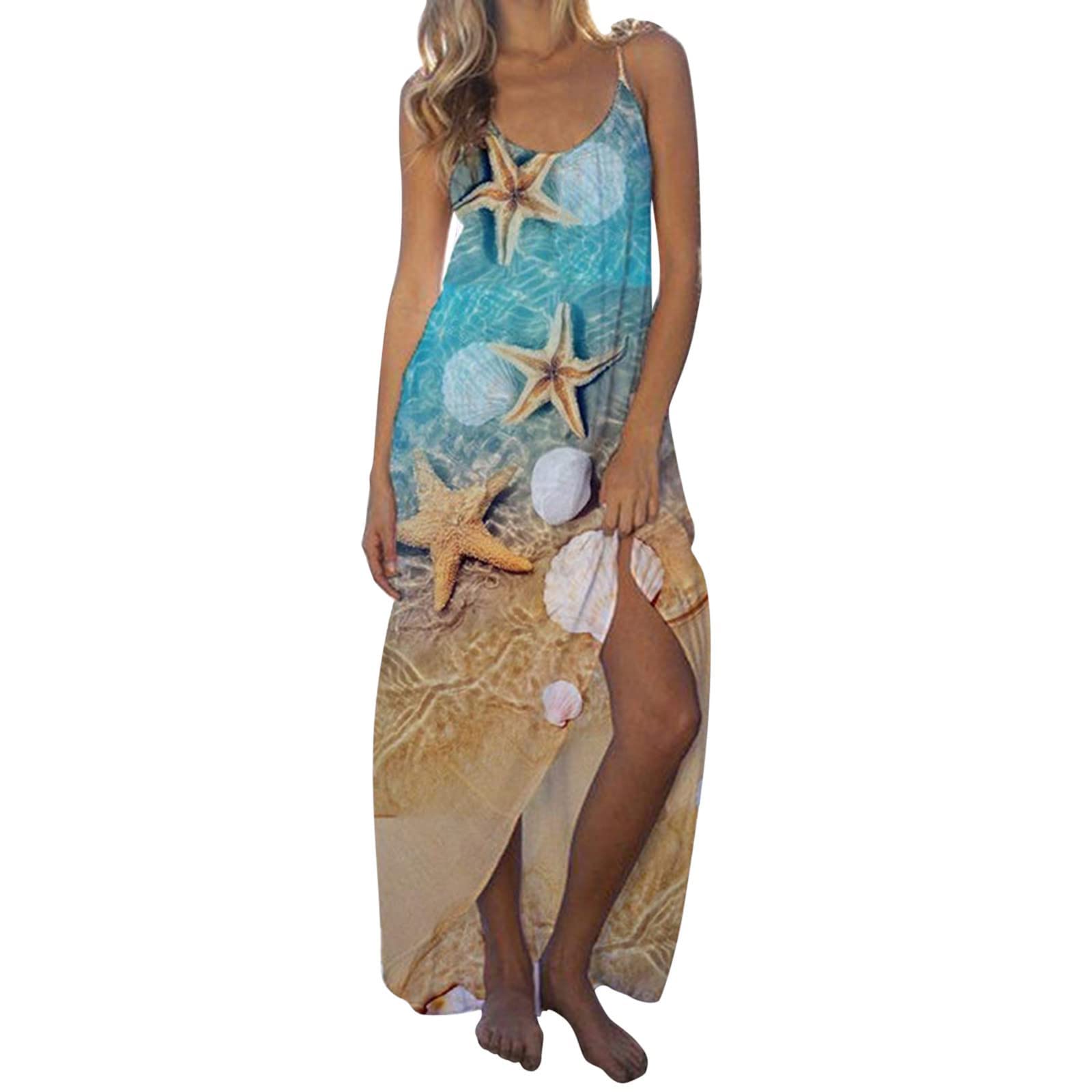 Women's Summer Dresses 2023 - Sleeveless Round Neck Casual Sundress | Perfect for Beach Vacations, Outdoor Parties & Summer Getaways