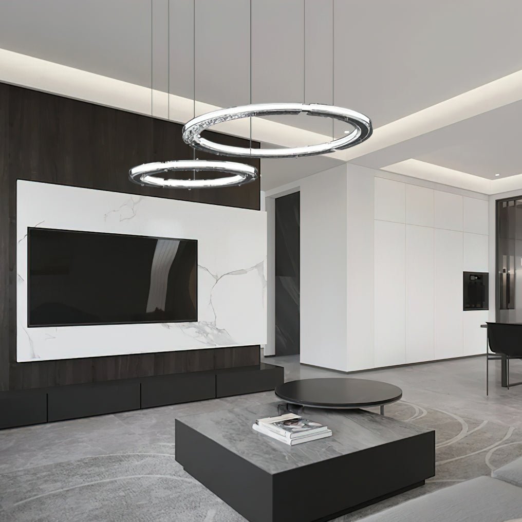 Celestial Rings Chandelier - Elegant Crystal Ceiling Light Fixture for Dining Room, Bedroom & Living Room Decor | Modern Home Lighting for Weddings & Special Events