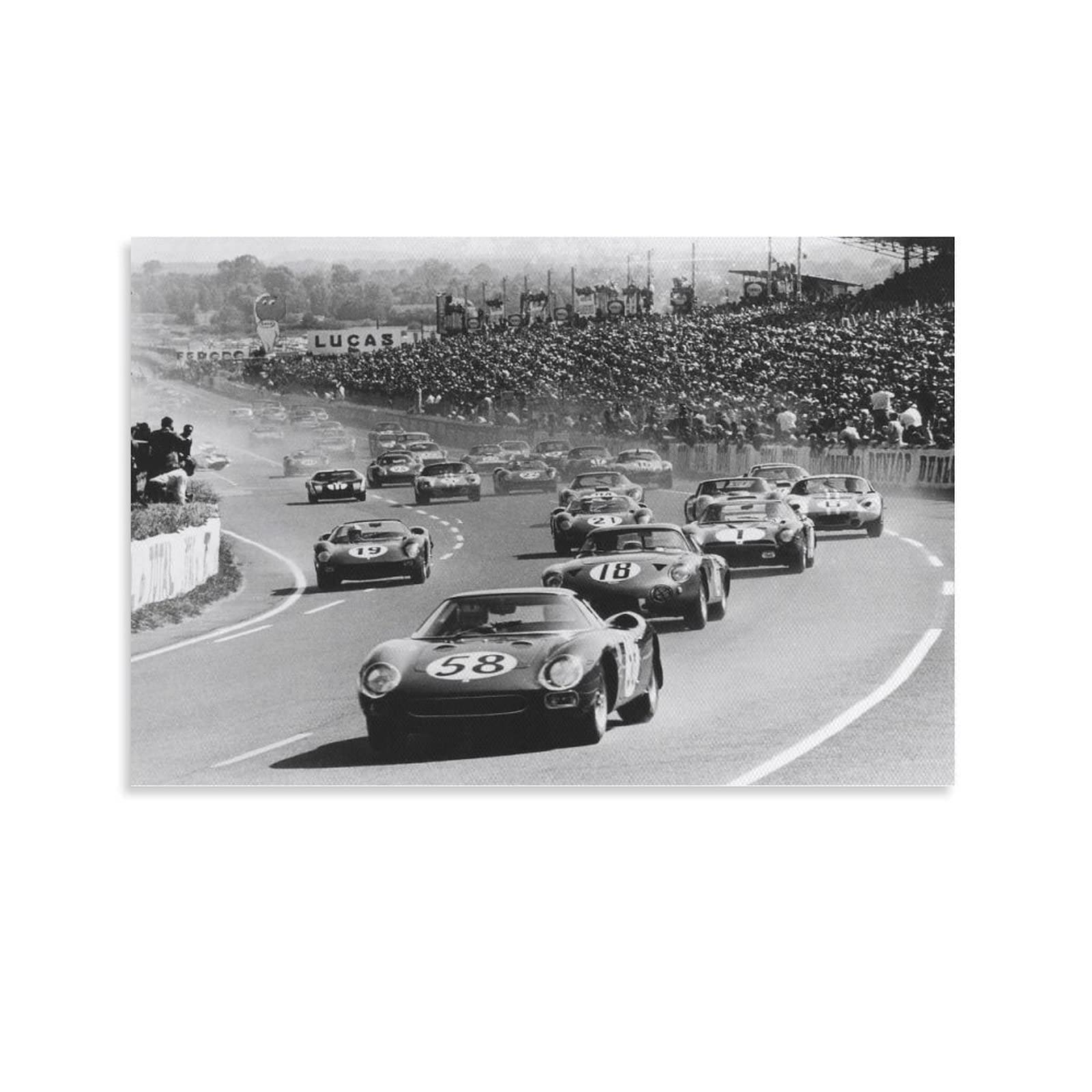 Vintage 1964 Le Mans 24 Hours France Racing Car Poster - 20x30 Inch (50x75cm) Retro Wall Art Decor for Bedroom, Office, Man Cave & Garage - Classic Motorsports Memorabilia & Unique Gift for Car Enthusiasts