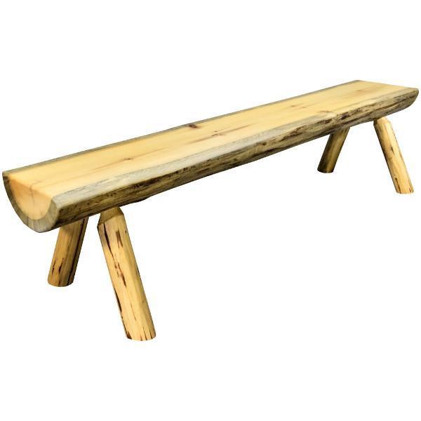 Rustic Half Log Plank Bench - Natural Wood Outdoor Seating for Garden, Patio, and Backyard Decor - Perfect for Camping, Picnics, and Relaxation