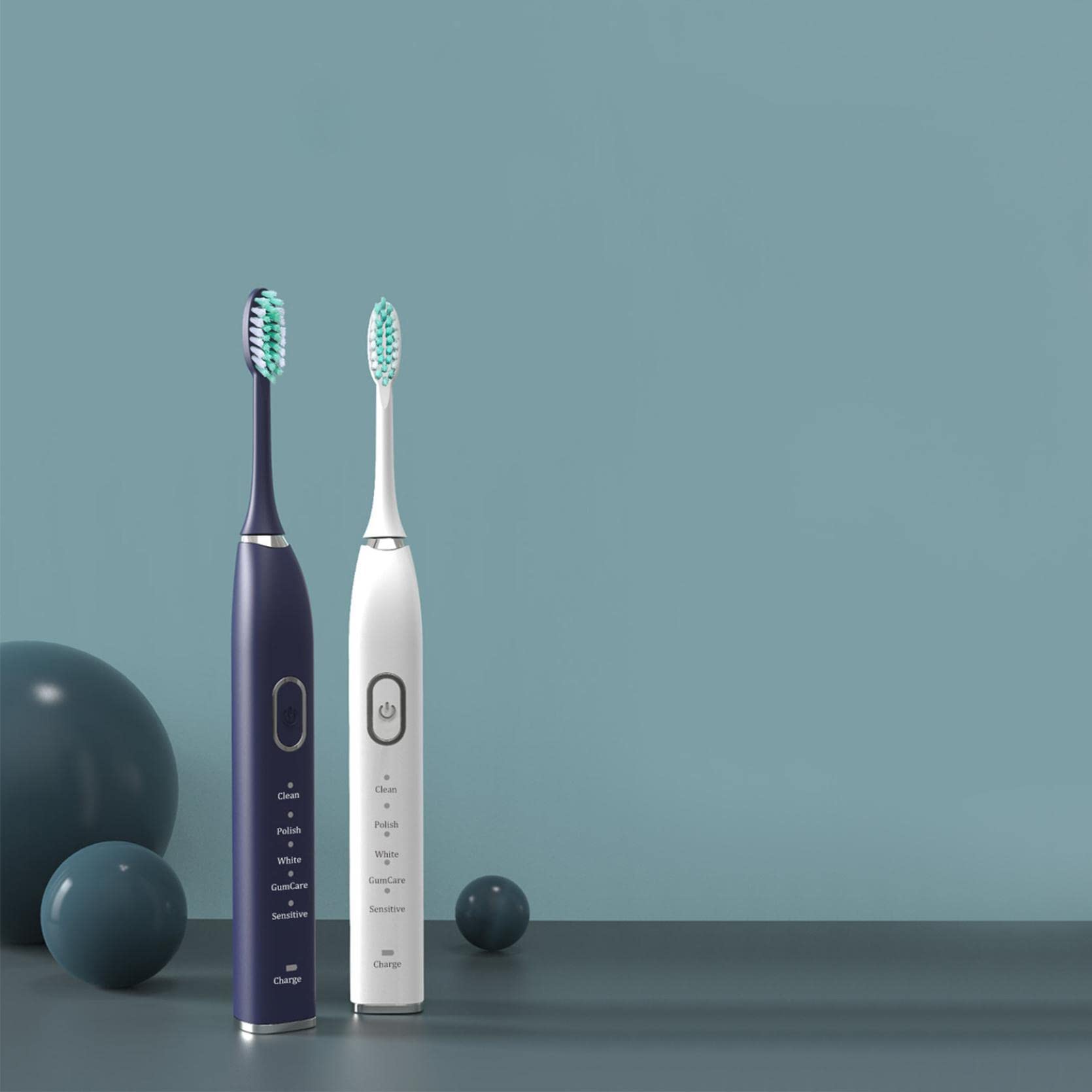 Sonic Electric Toothbrush for Adults - Rechargeable Deep Cleaning Toothbrush with 5 Modes, Smart Timer, Waterproof Design & 2 Brush Heads - Perfect for Travel & Home Oral Care (Dark Blue)