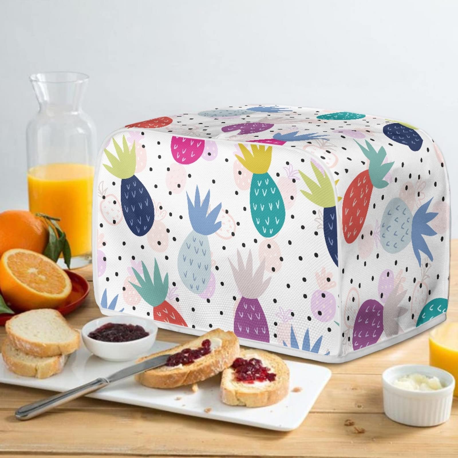 Pineapple Print Toaster Cover - Stain Resistant & Heat Resistant Bread Maker Protector - Anti Fingerprint Kitchen Organizer for Home - Perfect for Breakfast Countertop & Small Appliance Storage